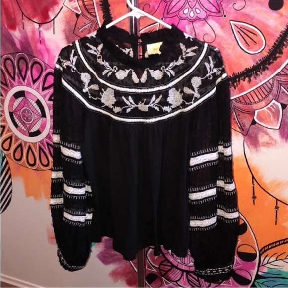 Maeve Anthropologie Winona Lace Boho Peasant Blouse - Picture 4 of 6